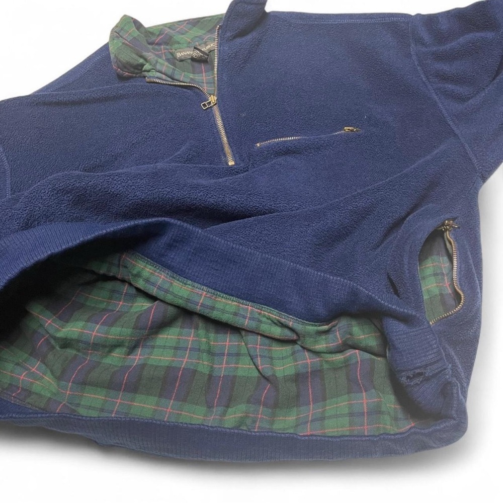 Vintage Banana Republic Quarter Zip Fleece Size XL Flannel Lined Sweater Blue - Picture 3 of 9